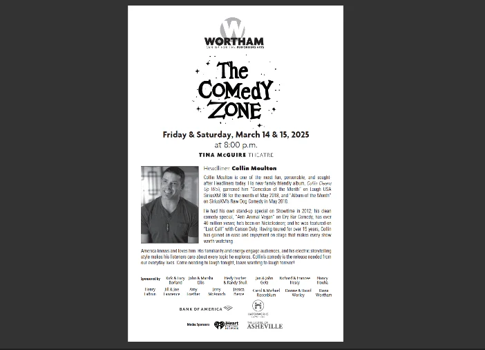 The Comedy Zone with Headliner Collin Moulton - playbill program cover
