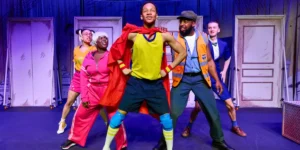 Superhero character posed confidently
