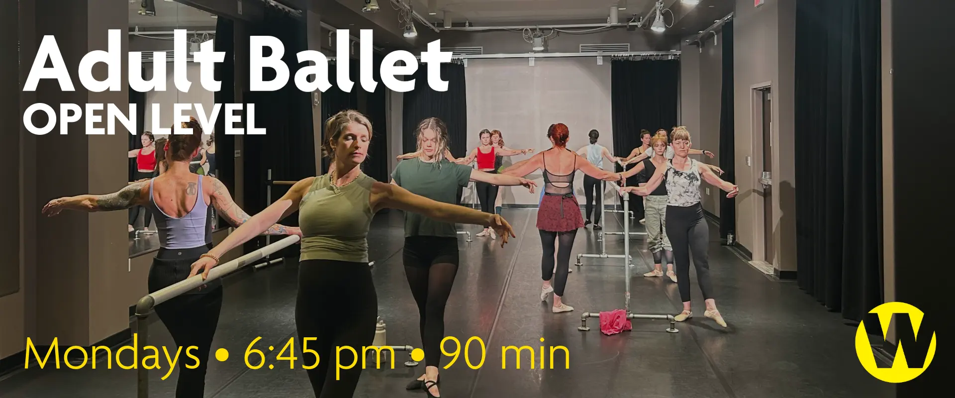 Adult Ballet on Mondays at 6:45 pm