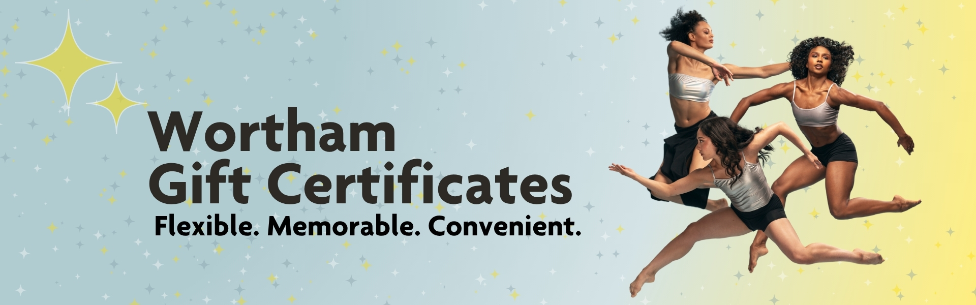 Photo: Wortham Gift Certificates promotional banner, featuring Ailey II company members.