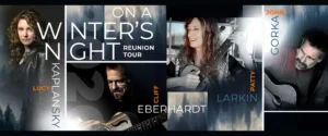 Graphic: On a Winter's Night reunion tour, featuring photos of Patty Larkin, Cliff Eberhardt, John Gorka, and Lucy Kaplansky